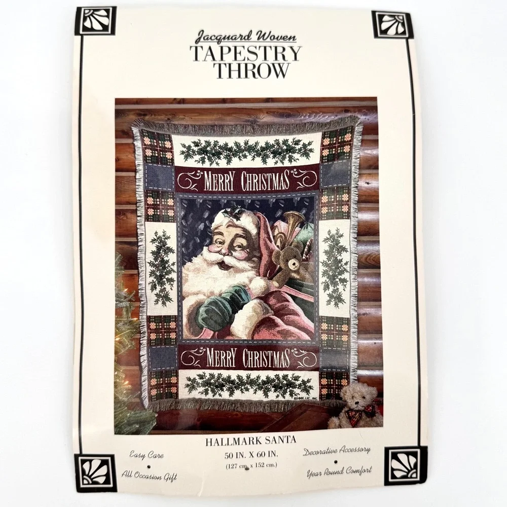 HALLMARK Merry Christmas Santa Tapestry Throw